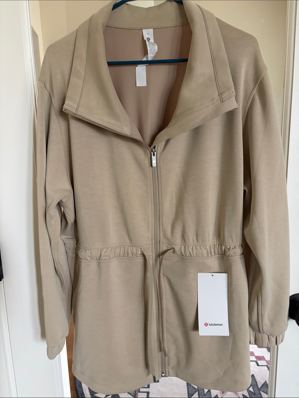 lululemon athletica Beige Zip-Front Drawstring Utility Jacket